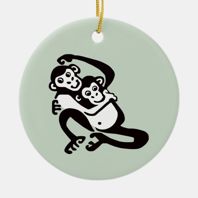 Wildlife - Cute BONOBO -Chimpanzee - Nature Ceramic Ornament (Front)