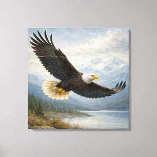 Wildlife Eagle Flying Lake Canvas Print