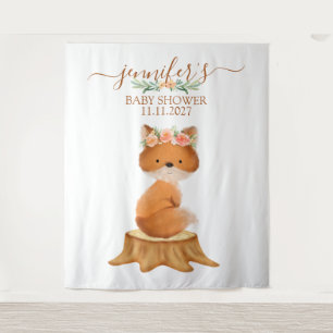 Wildlife Fox with Flower backdrop Tapestry