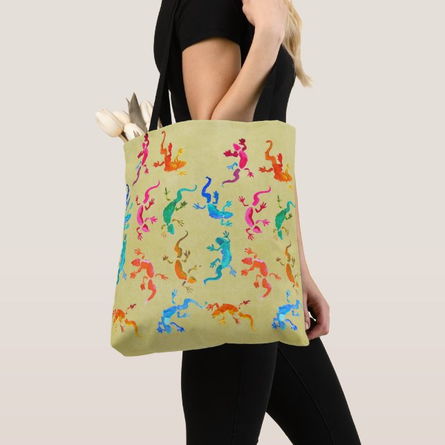 Wildlife gecko reptile eco nature tote bag (Close Up)
