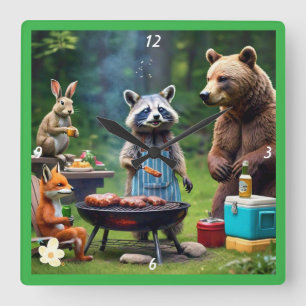 "Wildlife Grill Fest" Square Wall Clock