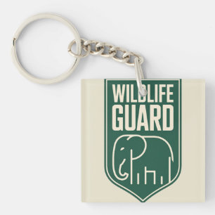 "Wildlife Guard" Minimalist Elephant Shield Emblem Keychain