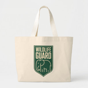 "Wildlife Guard" Minimalist Elephant Shield Emblem Large Tote Bag