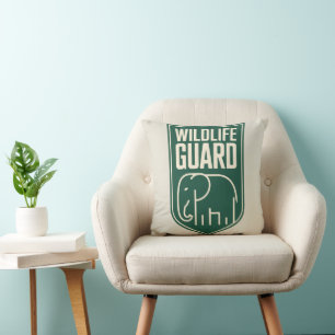 "Wildlife Guard" Minimalist Elephant Shield Emblem Throw Pillow