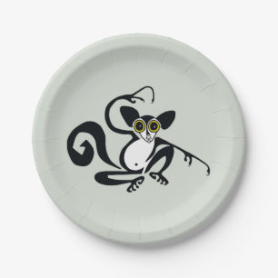 Wildlife - Hand drawn AYE-AYE -Happy Birthday - Paper Plate