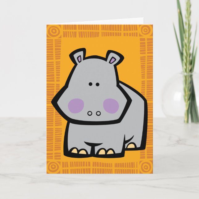 Wildlife Hippo Puzzle Greeting Card (Front)