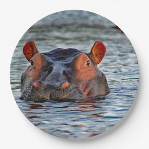 Wildlife Hippo Water Photo Paper Plate