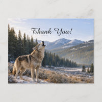 Wildlife Howling Grey Wolf Scene Thank You