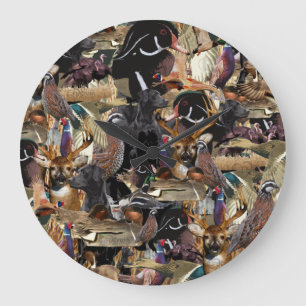Wildlife Hunting Décor, Duck & Deer Hunter Large C Clock