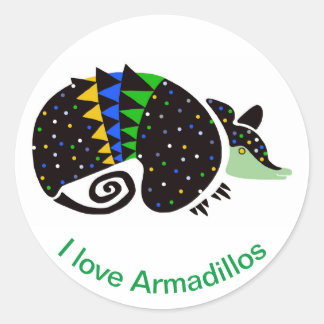 Wildlife -I love Armadillos - Nature - Classic Round Sticker