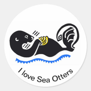 Wildlife -  I love Sea OTTERS- Nature - Classic Round Sticker