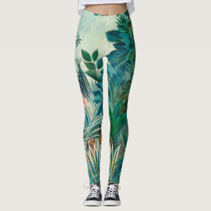 Wildlife in Tropical Jungle Painting Leggings