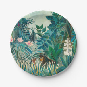 Wildlife in Tropical Jungle Painting Paper Plate