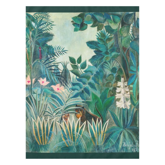 Wildlife in Tropical Jungle Painting Tablecloth (Front)