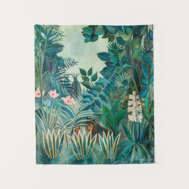 Wildlife in Tropical Jungle Painting Tapestry (Front)