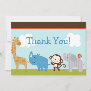 Wildlife Jungle Animals Baby Shower Thank You Card