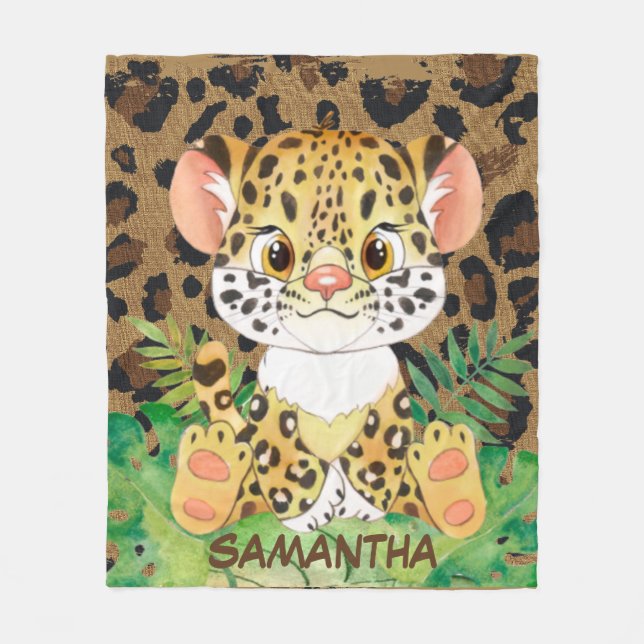 Wildlife  leopard Baby   Fleece Blanket (Front)