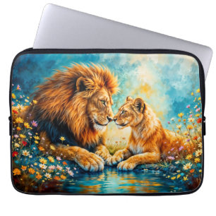 Wildlife Lion Lioness fantasy romantic art Laptop Sleeve