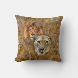 Wildlife- Lion & Lioness  Throw Pillow