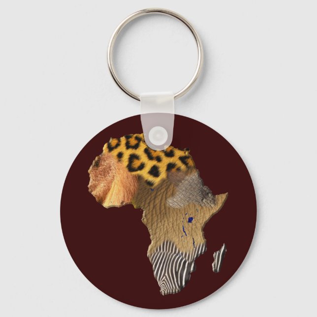 Wildlife Map of AFRICA Keychain (Front)