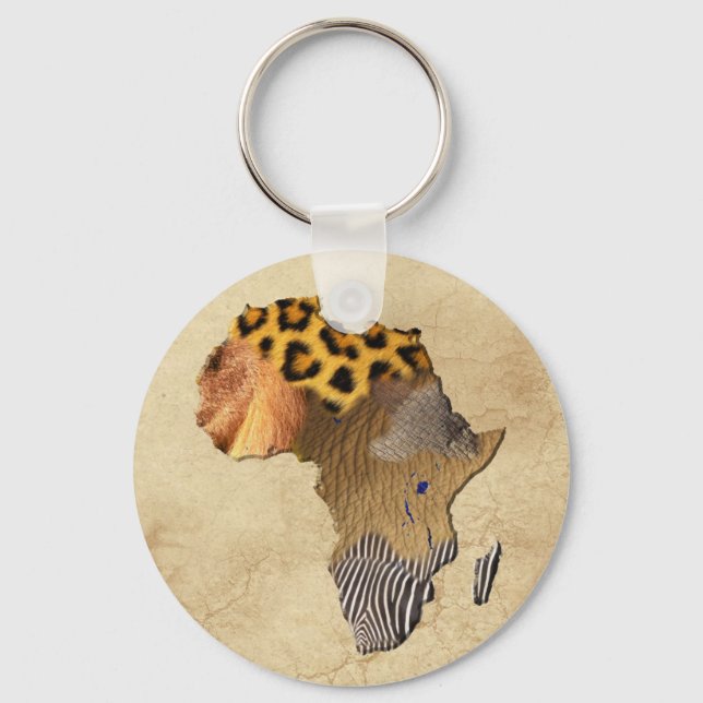 Wildlife Map of AFRICA Keychain (Front)