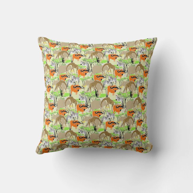 Wildlife of the African Savannah Throw Pillow (Back)