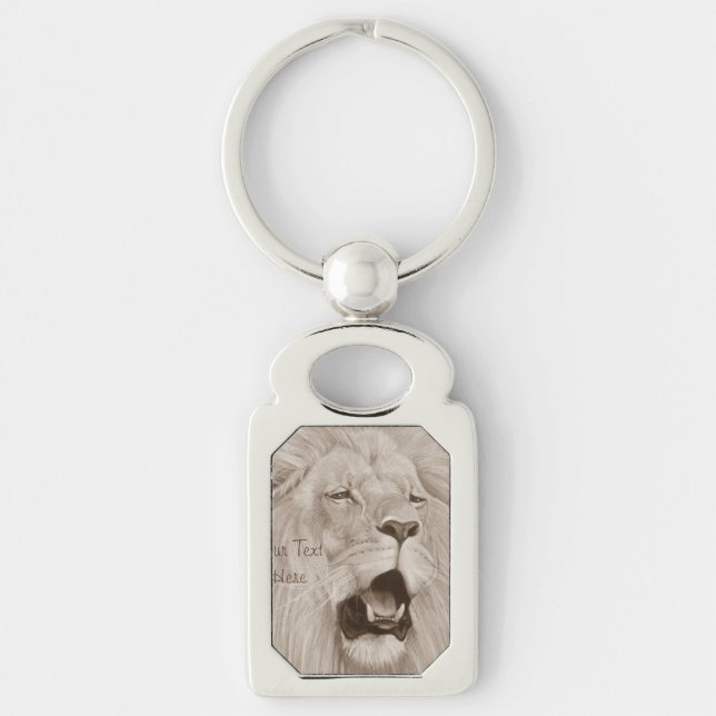 wildlife painting of lion roaring big cats  keychain (Front)