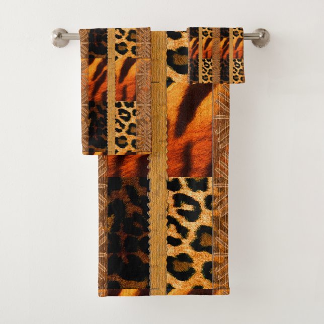 “Wildlife Patchwork Towels”: Bath Towel Set (Insitu)