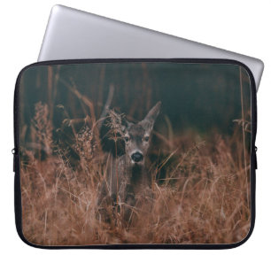 WILDLIFE PHOTOGRAPHY OF GRAY DEER SURROUNDED BY GR LAPTOP SLEEVE