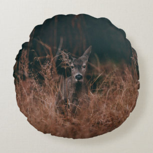 WILDLIFE PHOTOGRAPHY OF GRAY DEER SURROUNDED BY GR ROUND PILLOW
