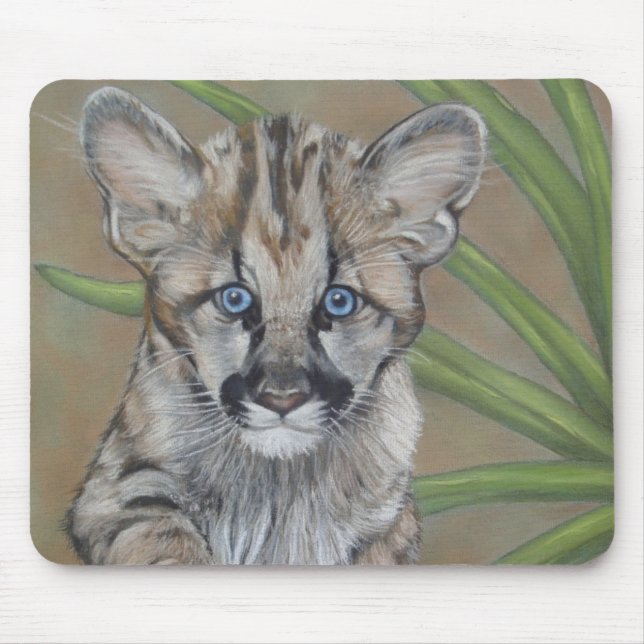 wildlife picture of big cat cougar kitten mouse pad (Front)