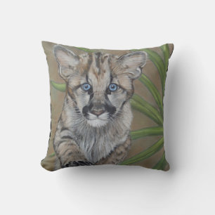 wildlife picture of big cat cougar kitten throw pillow