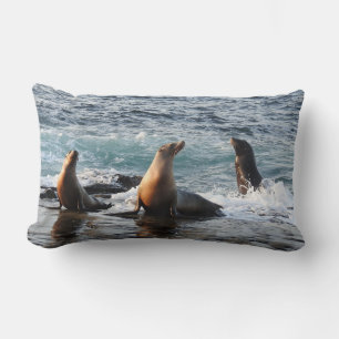Wildlife pillow, California sea lion, nature Lumbar Pillow