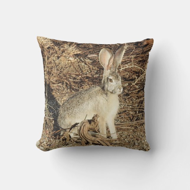 Wildlife pillow, jackrabbit  throw pillow (Front)