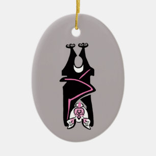 Wildlife - Pink & black BAT - Halloween - Goth - Ceramic Ornament