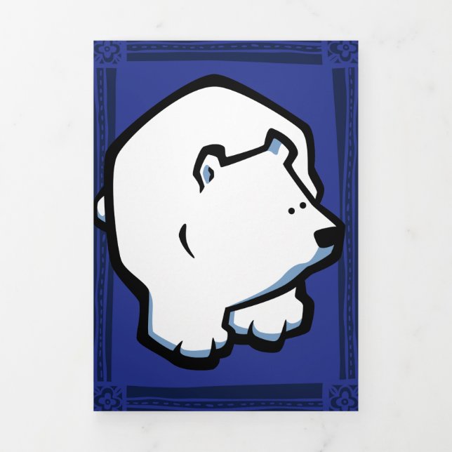 Wildlife Polar Bear Puzzle Greeting Card Trifold (Cover)