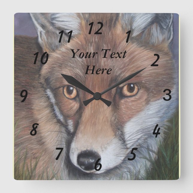 wildlife portrait picture of red fox  square wall clock (Front)