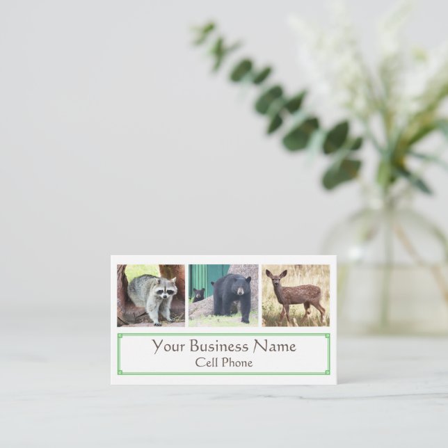 Wildlife Raccoon Black Bear Cub Deer Animal Lover  Business Card (Standing Front)