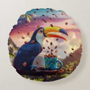 WILDLIFE RAINFOREST TOUCAN ROUND PILLOW