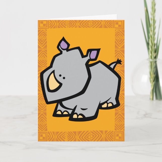 Wildlife Rhino Puzzle Greeting Card (Front)
