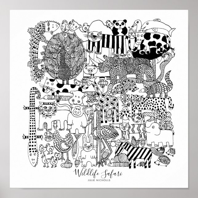 Wildlife Safari Illustration Poster (Front)