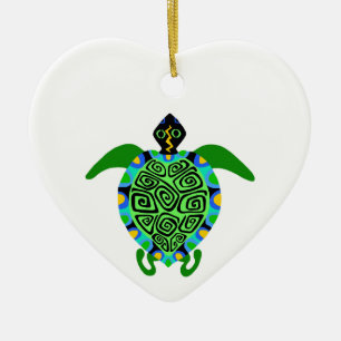Wildlife - Sea TURTLE -Animal lover -Nature -Heart Ceramic Ornament
