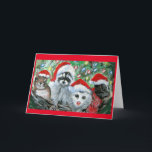 Wildlife themed blank cards<br><div class="desc">Raccoon,  squirrel,  skunk and opossum all dressed up for Christmas.  From my original art</div>