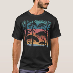 wildlife vintage retro sunset forest trees outdoor T-Shirt