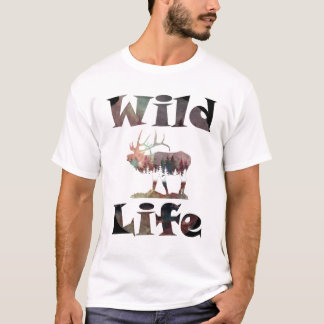 Wildlife with Bugling Elk Watercolor design  T-Shirt