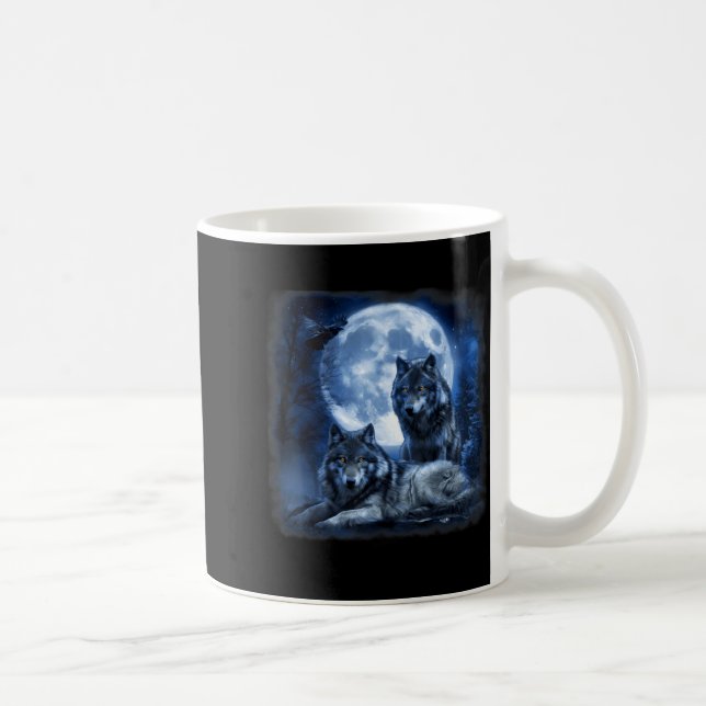 Wildlife Wolf Howling Moon Forest Nature Wild Coffee Mug (Right)