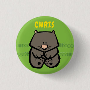 Wildlife Wombat Badge 1 Inch Round Button