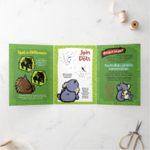 Wildlife Wombat Puzzle Greeting Card Trifold 