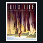 Wildlife WPA Poster (Deer)<br><div class="desc">Bold graphic posters produced by the WPA (1936-43) as part of FDR's New Deal to publicize tourism. Vintage National Park posters look great on National Park T-Shirts,  posters,  greeting cards,  & more. This Wild Life design features a deer drinking at a pool.</div>