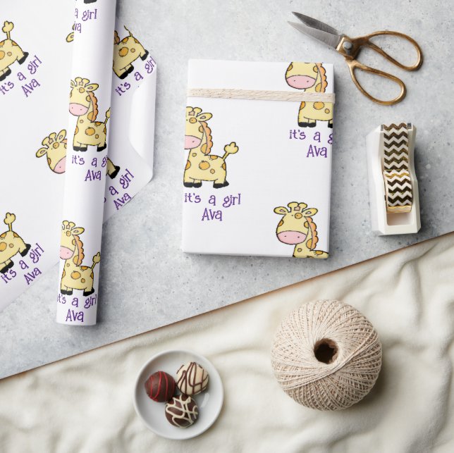Wildlife Wrapping Paper Giraffe It's a Girl (Crafts)